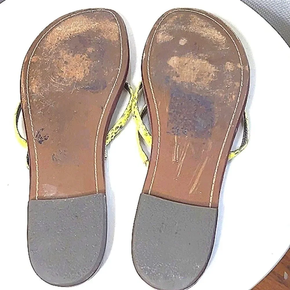 Sam Edelman Yellow Snakeskin Toe Ring Flat Sandals size 10